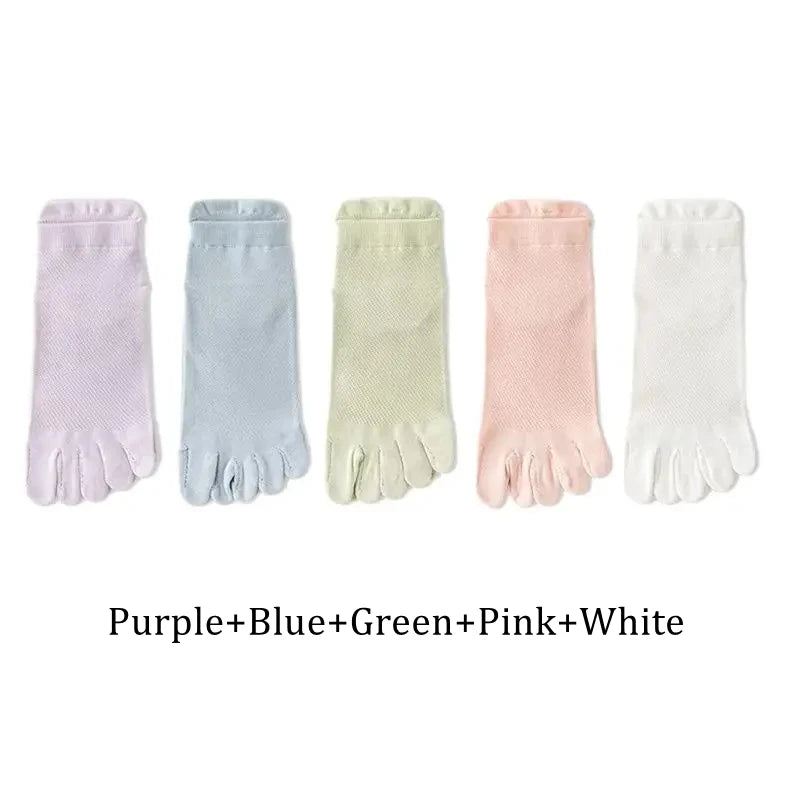 Wiggle Socks 5 Pairs Summer Women Five Finger Socks 5 Candy - Cotton