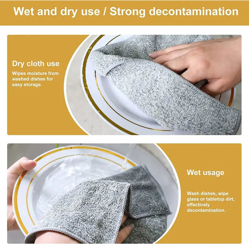 Microfiber Kitchen Towel Set Bamboo Fier Towels for Kitchen Napkin Soft Dish Cloth Absorbent Cleaning Cloth Rags1/2/4/5Pcs