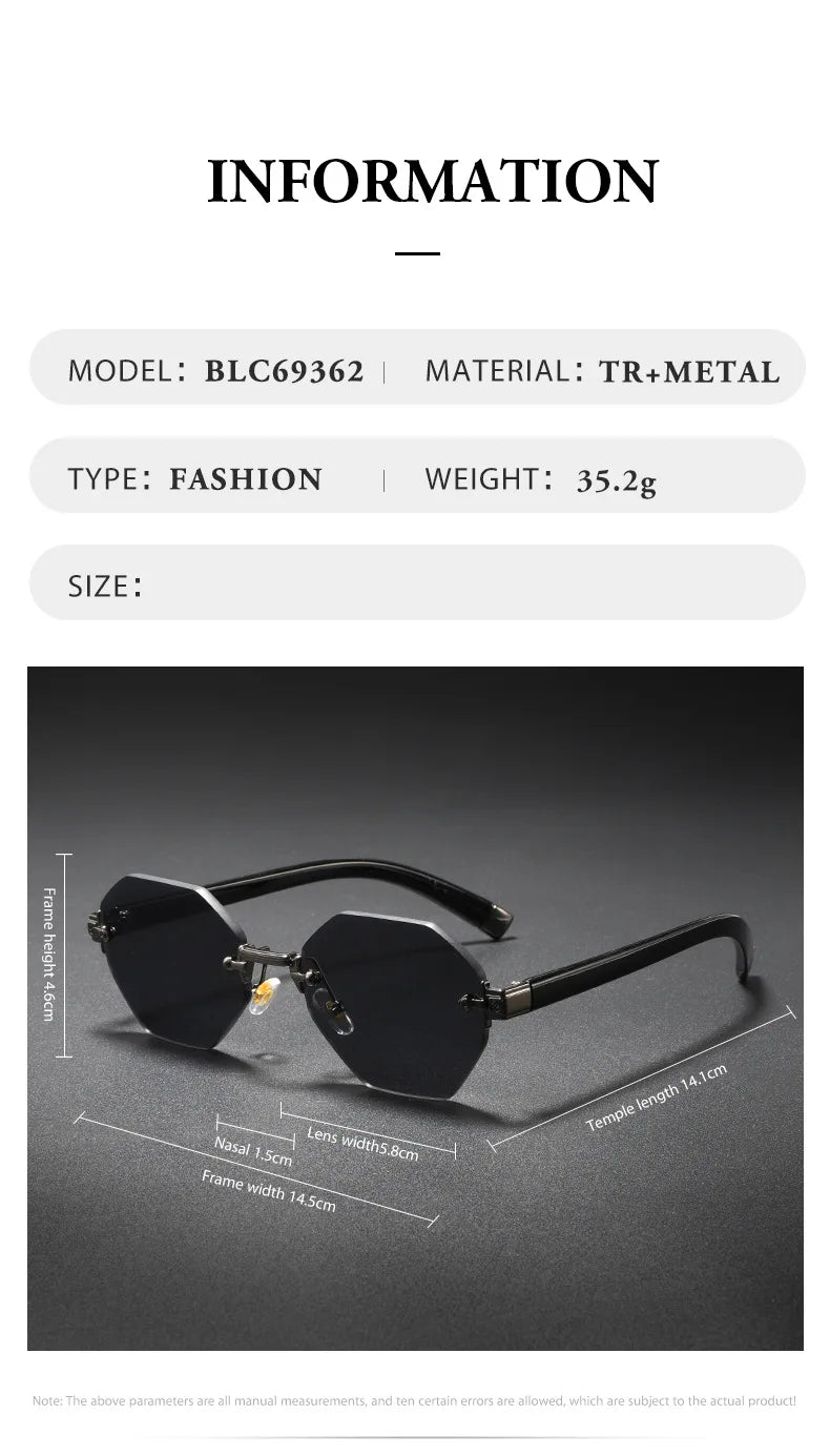 2025New Man Woman Rimless sunnies Gradient UV400 Fashion Trend Fashion Show Sun Glasses