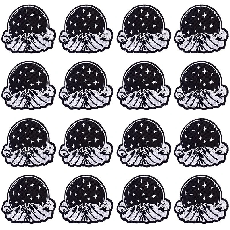Prajna Wholesale 10PCS Punk Skull Patch For Clothing Skeleton Patches On Clothes DIY Fusible Patch Applqiues Embroidered Pacthes