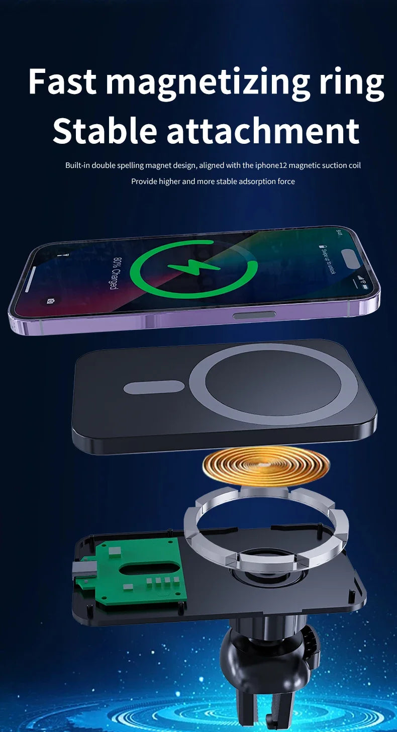 30W Magnetic Car Wireless Charger For iPhone 16 15 14 13 12 Pro Max Mini Car Phone Holder Stand Mount Fast Charging Station