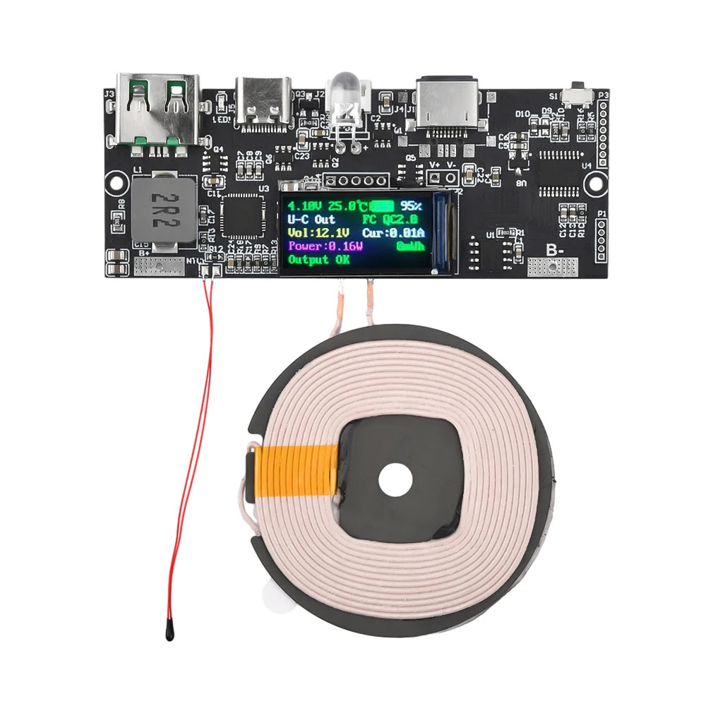 22.5W Fast Charging Wireless Charger Module Support SCP VOOC High Current Output Type-A USB QC PD PPS Protocols