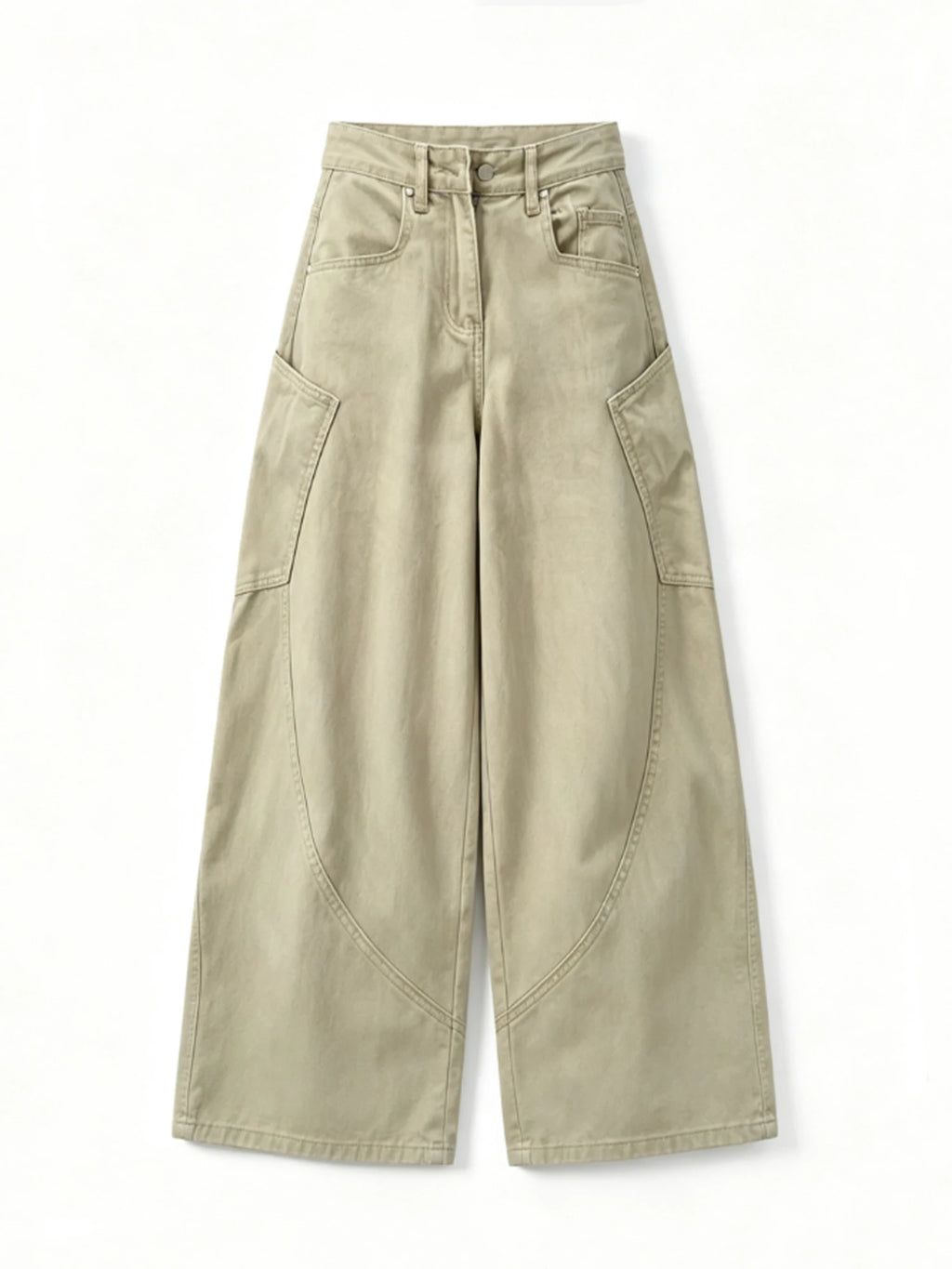 Women's Khaki Baggy Y2K Gyaru Jeans Retro Wide Leg Straight Denim