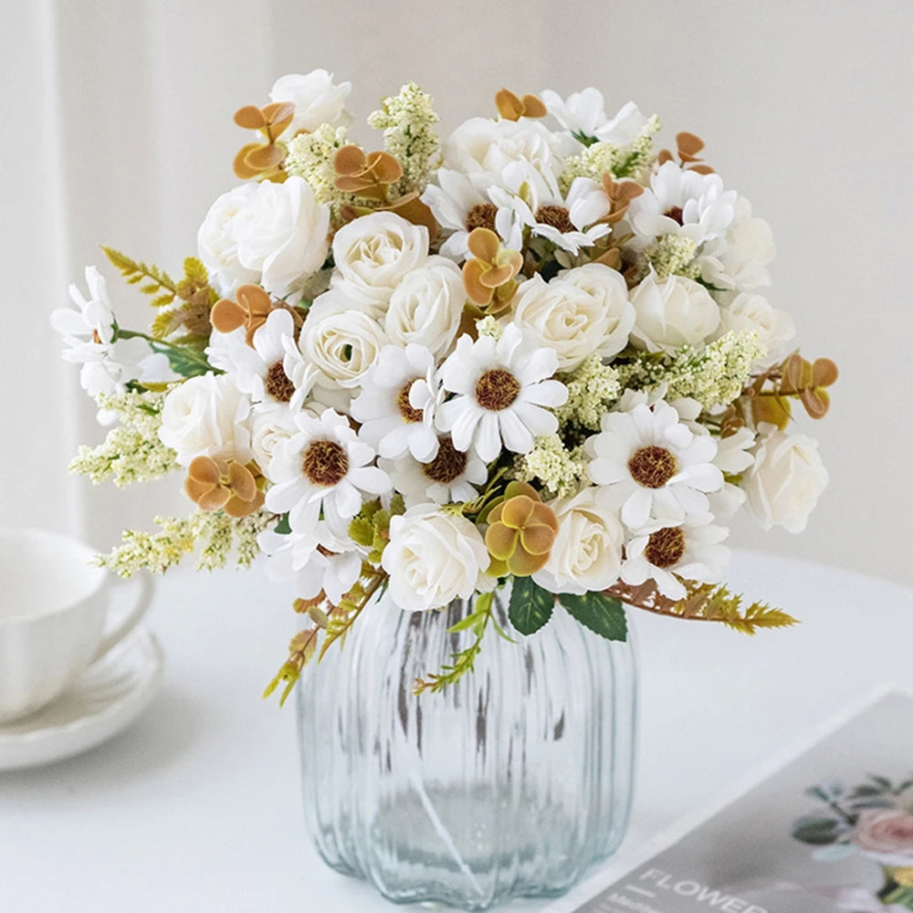 2/4pcs Artificial Flowers Roses Silk Wedding Home Room Table Vase Fillers Festival Outdoor Garden Couryard Decor Bridal Bouquets
