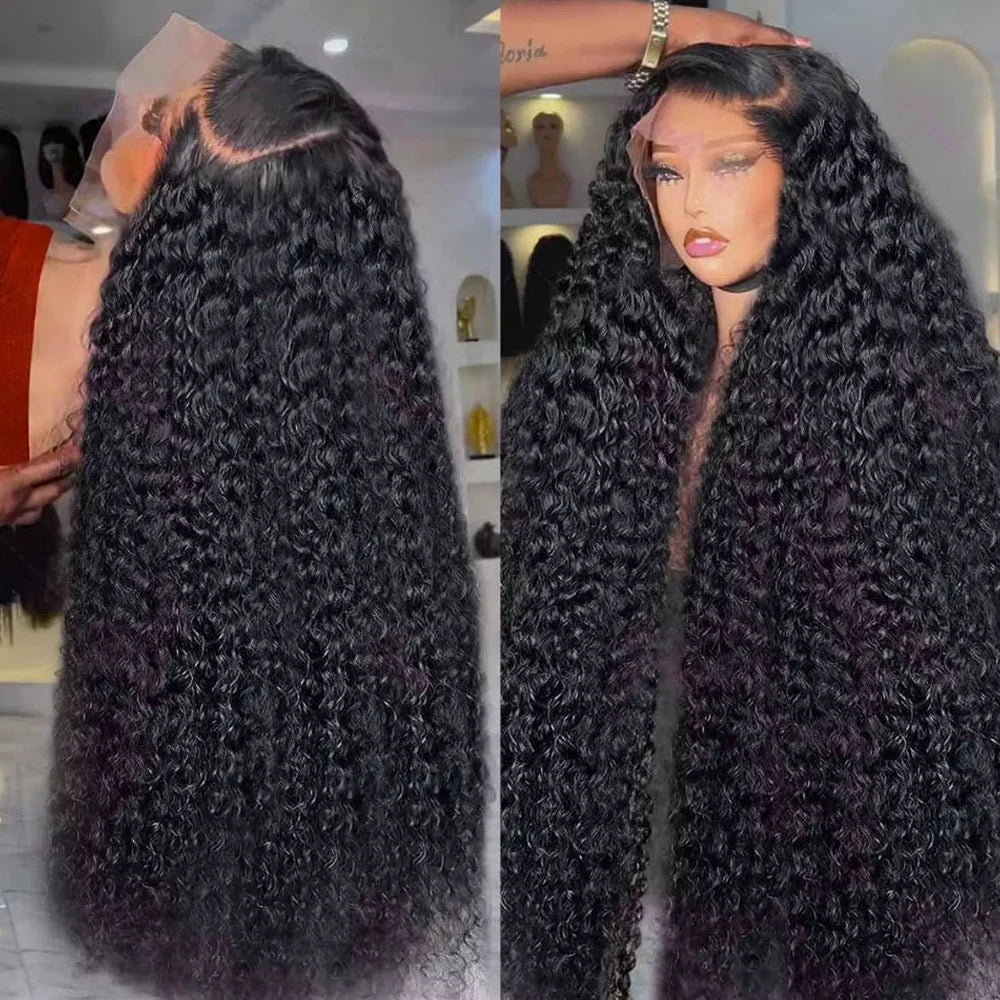 40 Inch 13x6 Hd Deep Wave Lace Frontal Wig For Women Brazilian PrePlucked Jerry Deep Water Wave Curly Lace Front Human Hair Wigs