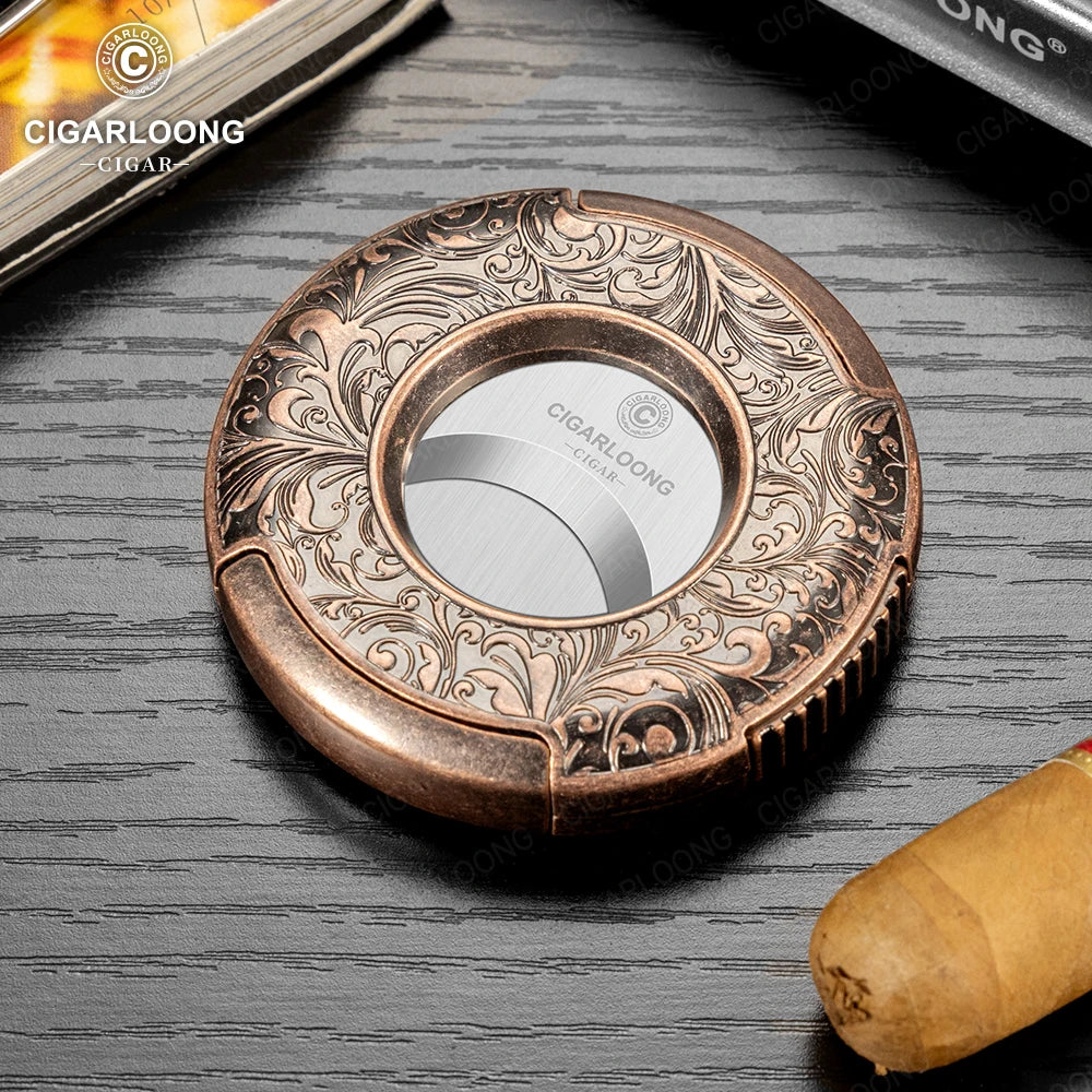 CIGARLOONG Cigar Cutter Portable Round Scissors Stainless Steel Large Caliber Smooth Flat Cutter Art Gift Box Packaging CE-25FJ