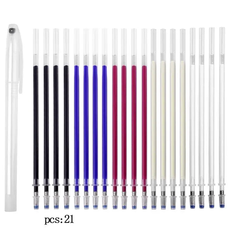 10-21pcs Heat Erasable Magic Marker Pen Fabric Pencil Temperature Disappearing Marker Pens Line Marking DIY Craft Sewing Parts