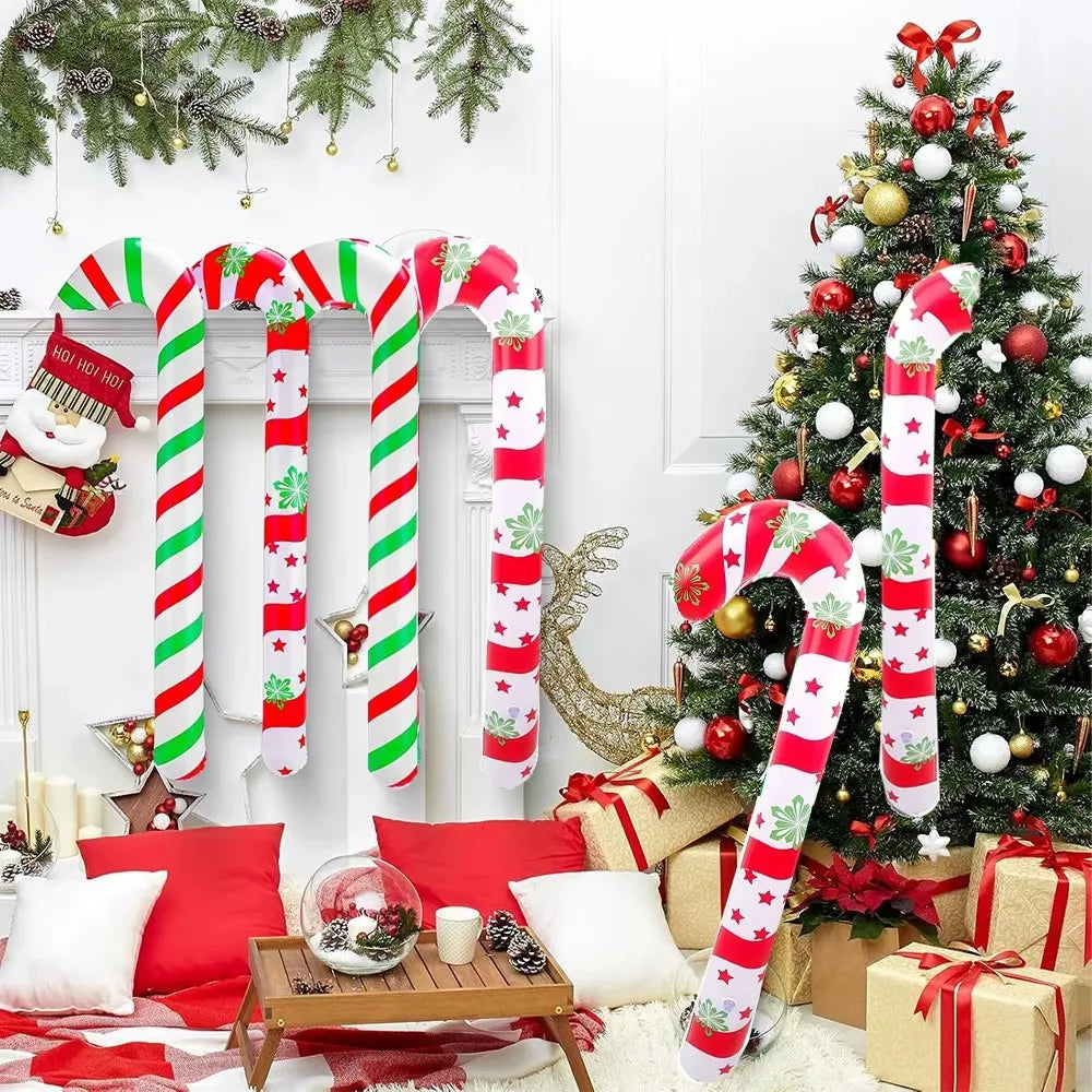 2PCS Inflatable Christmas Candy Cane Stick Balloons Merry  Decorations For Home Xmas Navidad Natal Gifts New Year