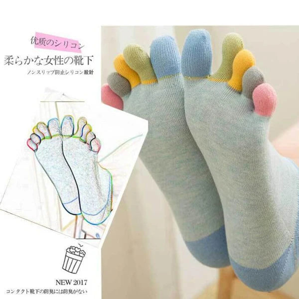 1/5Pairs Women Sports Toe Socks with Separate Fingers High Tube Five Finger Cotton Crew Socks Yoga High Quality