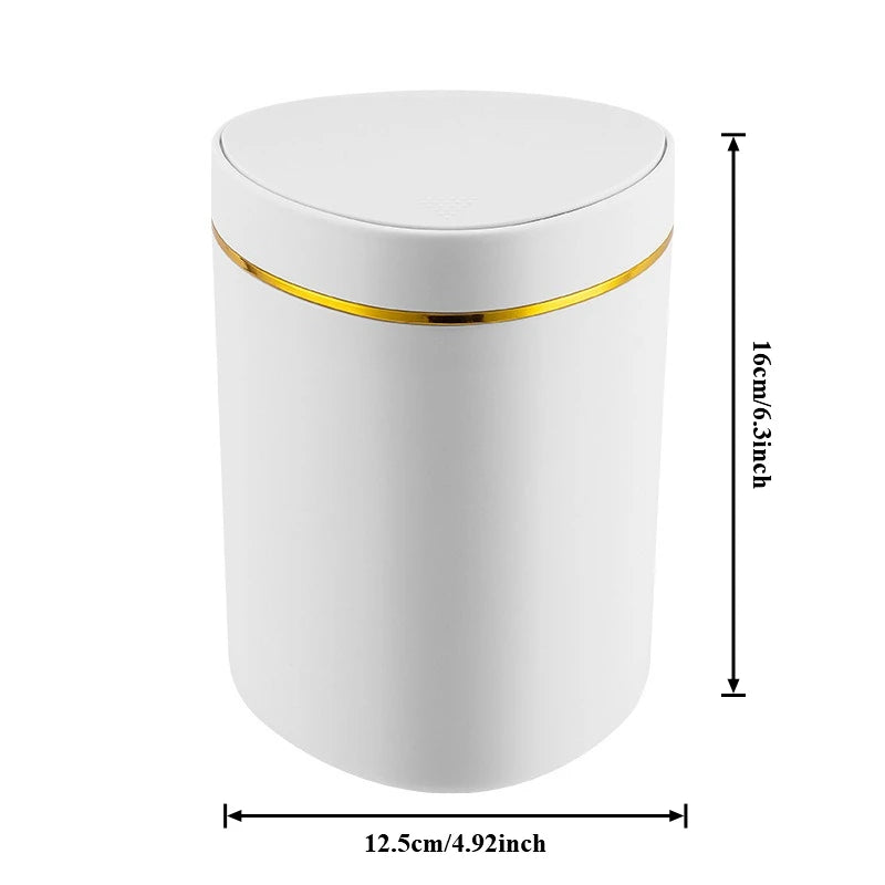 Small Trash Can with Lid Plastic Press Type Step On Wastebasket for Office Dorm Bedroom Bathroom Kitchen Car Desktop