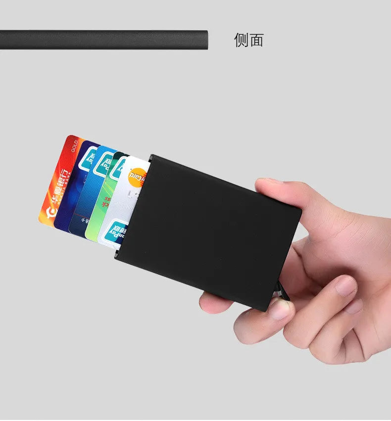 Anti-theft Aluminum Single Box Smart Wallet Slim RFID Fashion Clutch Pop-up Push Button Card Holder Name Card Case bank card bag