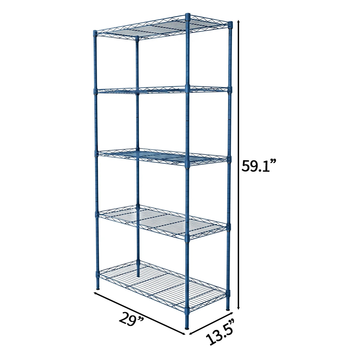 5-Tier Blue Metal Wire Storage Shelving Unit