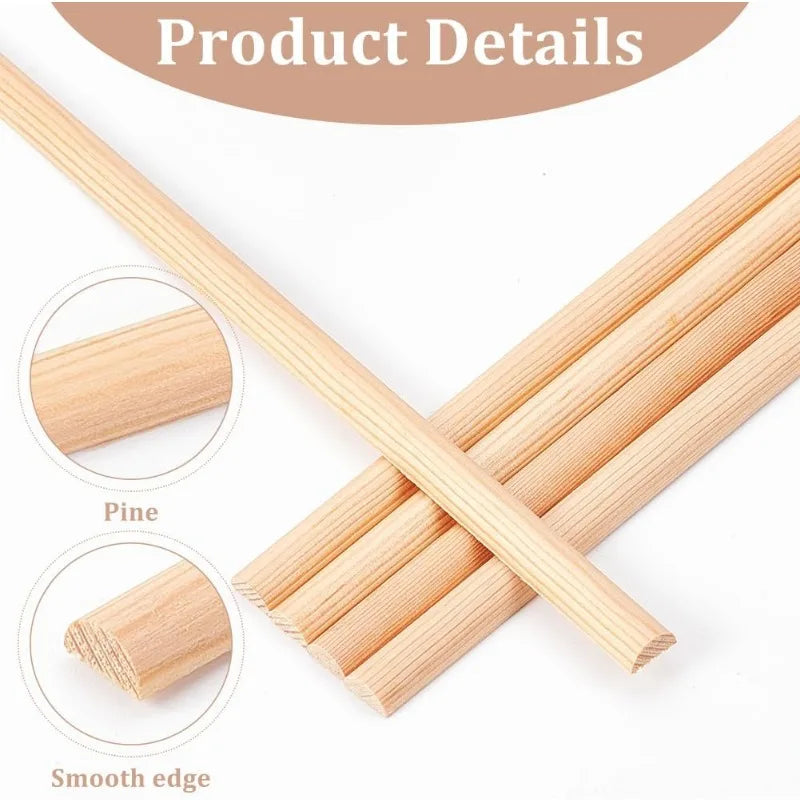 30Pcs Wooden Dowel Rods Half Round Dowel Rods Unfinished Wood Craft Sticks Arch Wood Dowel Rods Half Round Craft Sticks