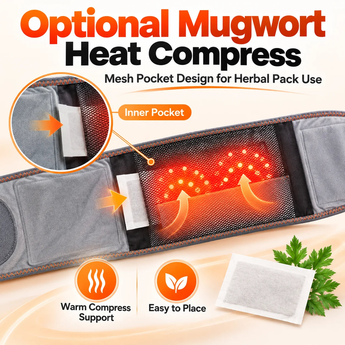 Red Light Heating Massage Waist Belt Rechargeable Lumbar Support