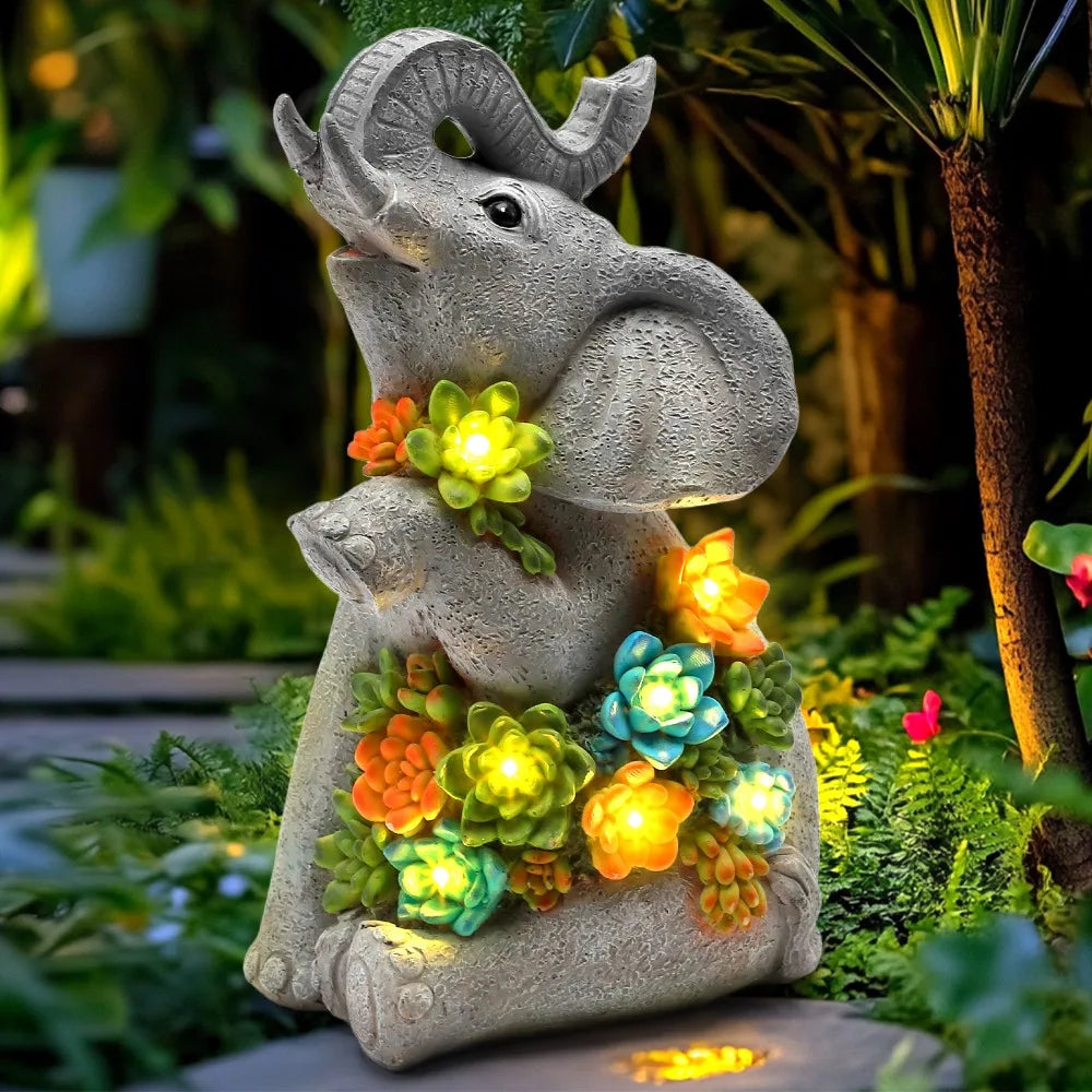 Solar Garden Turtle/elephant/dragon Can Statue Light Garden Statue