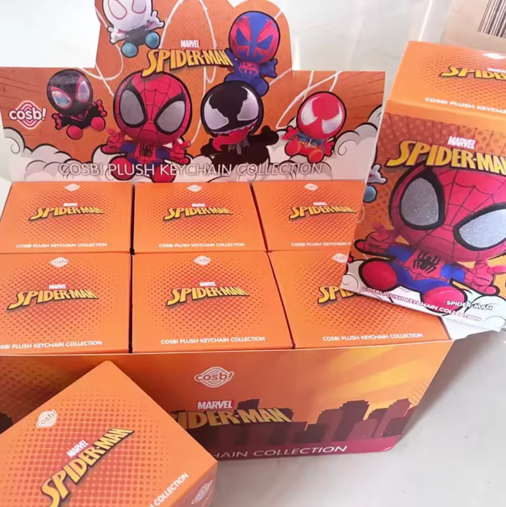 *Spider Man Series Blind Box Cosbi Plush Anime Peripheral Figurines Backpacks Pendants Ornaments Surprise Gift for Boys