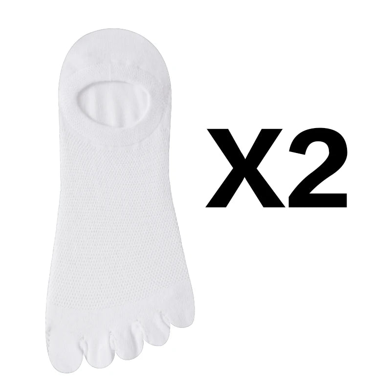 2 Pairs/Lot Men's Cotton Toe Crew Socks High Quality Breathable Sports Running Ankle Cotton Short Five Fingers Socks