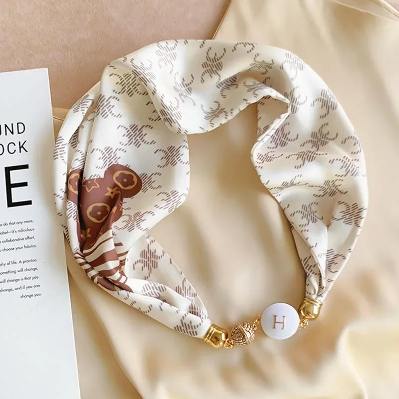 Imitation Silk Scarf Magnetic Buckle Necklace Pendant Wearing Spring and Autumn Cervical Protection for Women