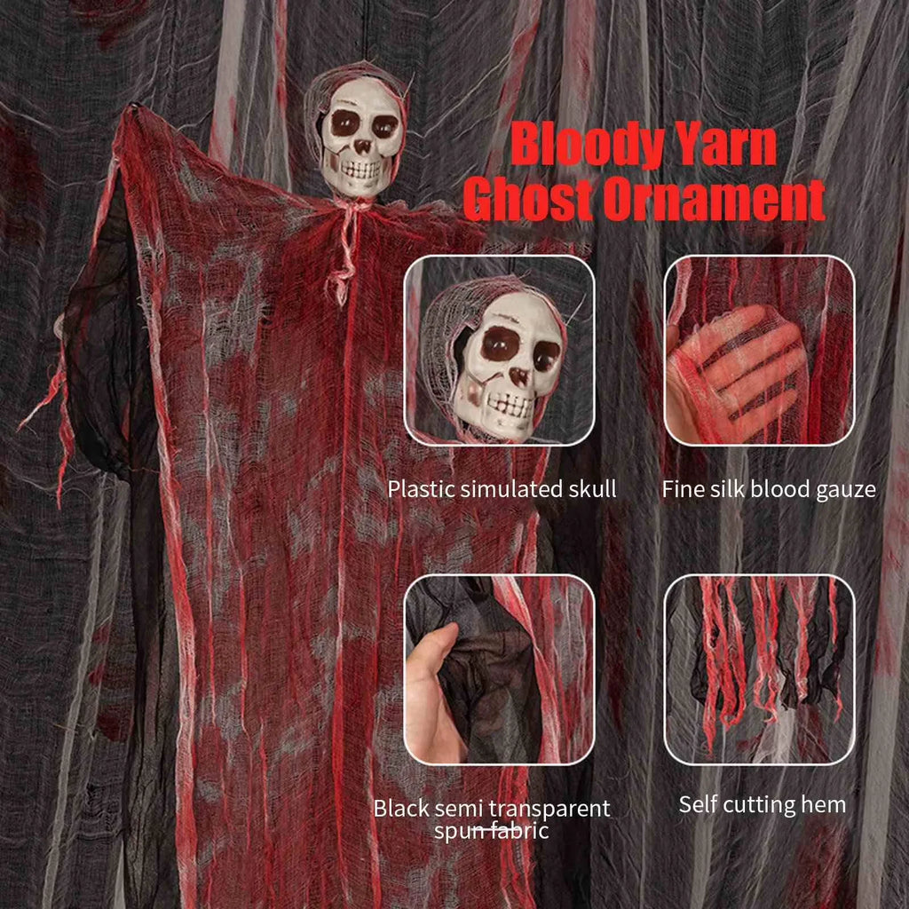 Scary Halloween Hanging Ghost Skull Halloween Party Decoration Hanging Grim Reaper Garden Bar Haunted House Skeleton Prop