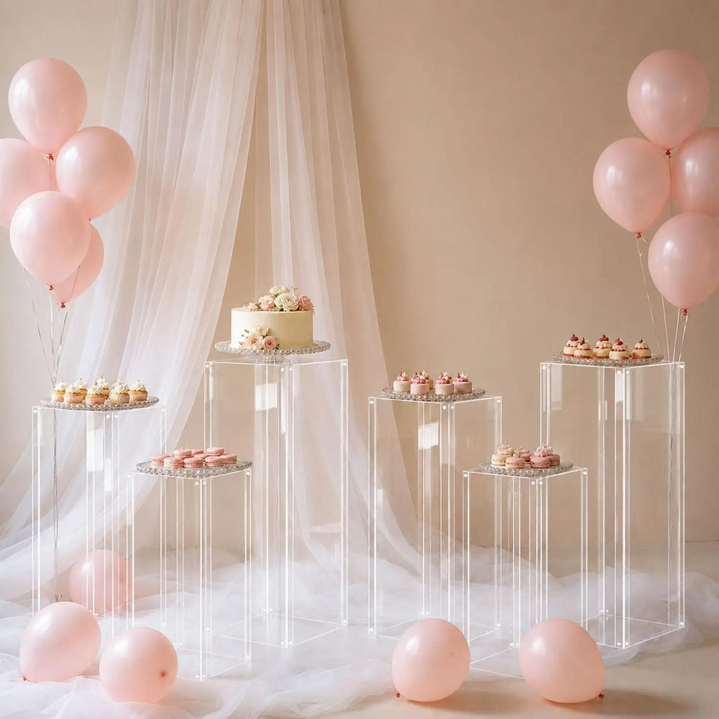 Clear Acrylic Pedestal Display Stands, 3 Pack