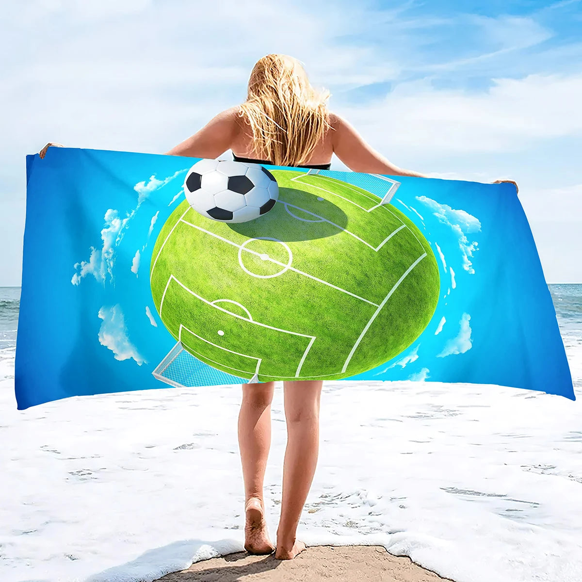 Football Beach Towel Soccer Bath Towel Microfiber Ball Sports Shower Quick Dry Swimming Cover Camping Yoga Mat Bikini Cover Up