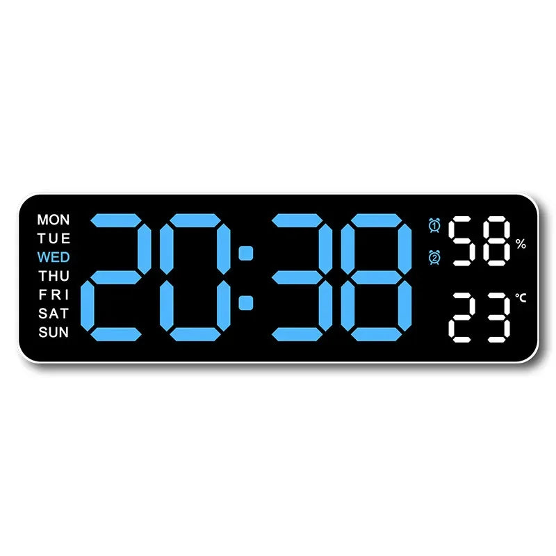 Hot 9 Inch Large Digital Wall Clock USB Powered TEMP Humidity Week Auto Dimmer DST Table Clock 12/24H Electronic LED Alarm Clock