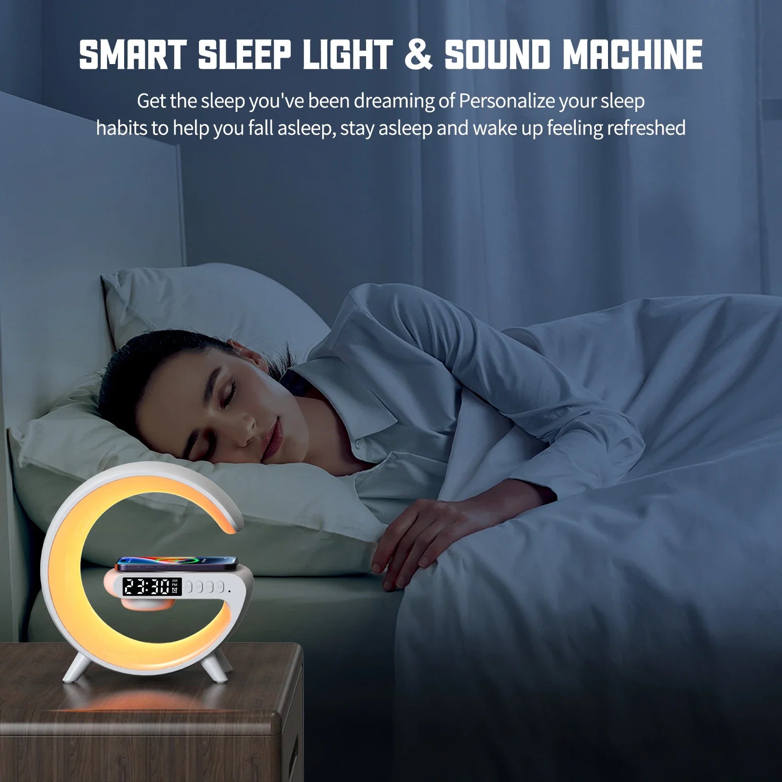 Wireless Charger Pad Stand Bluetooth Speaker TF RGB Atmosphere Night Light 15W Fast Charging Station For iPhone Samsung Xiaomi