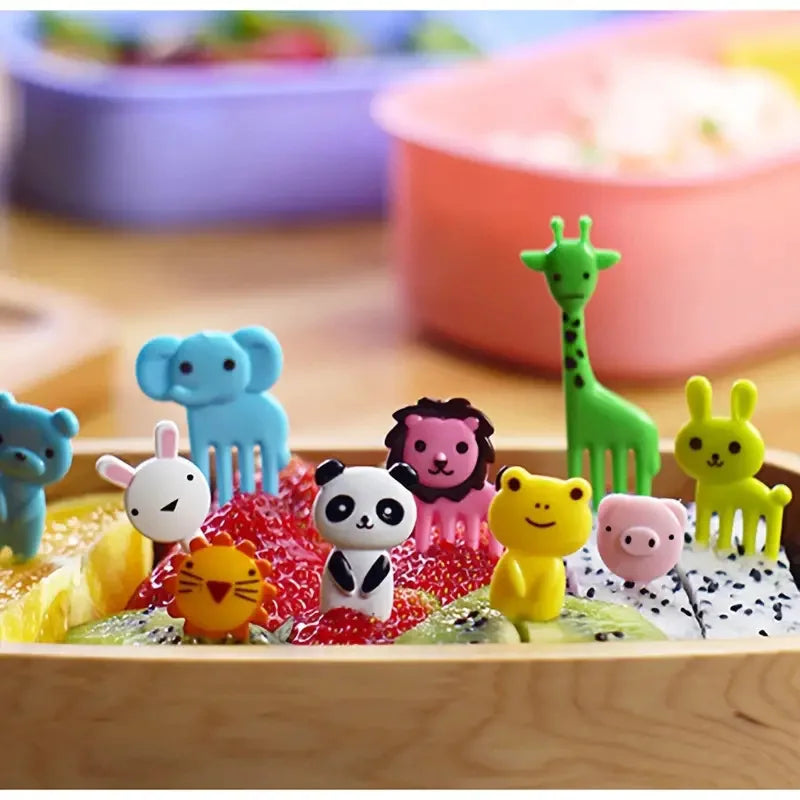 40PCS Fruit Fork Cartoon Kids Cake Fruit Toothpick Mini Animal Fork Food Grade Plastic Bento Lunch Bento Accessories Party Decor