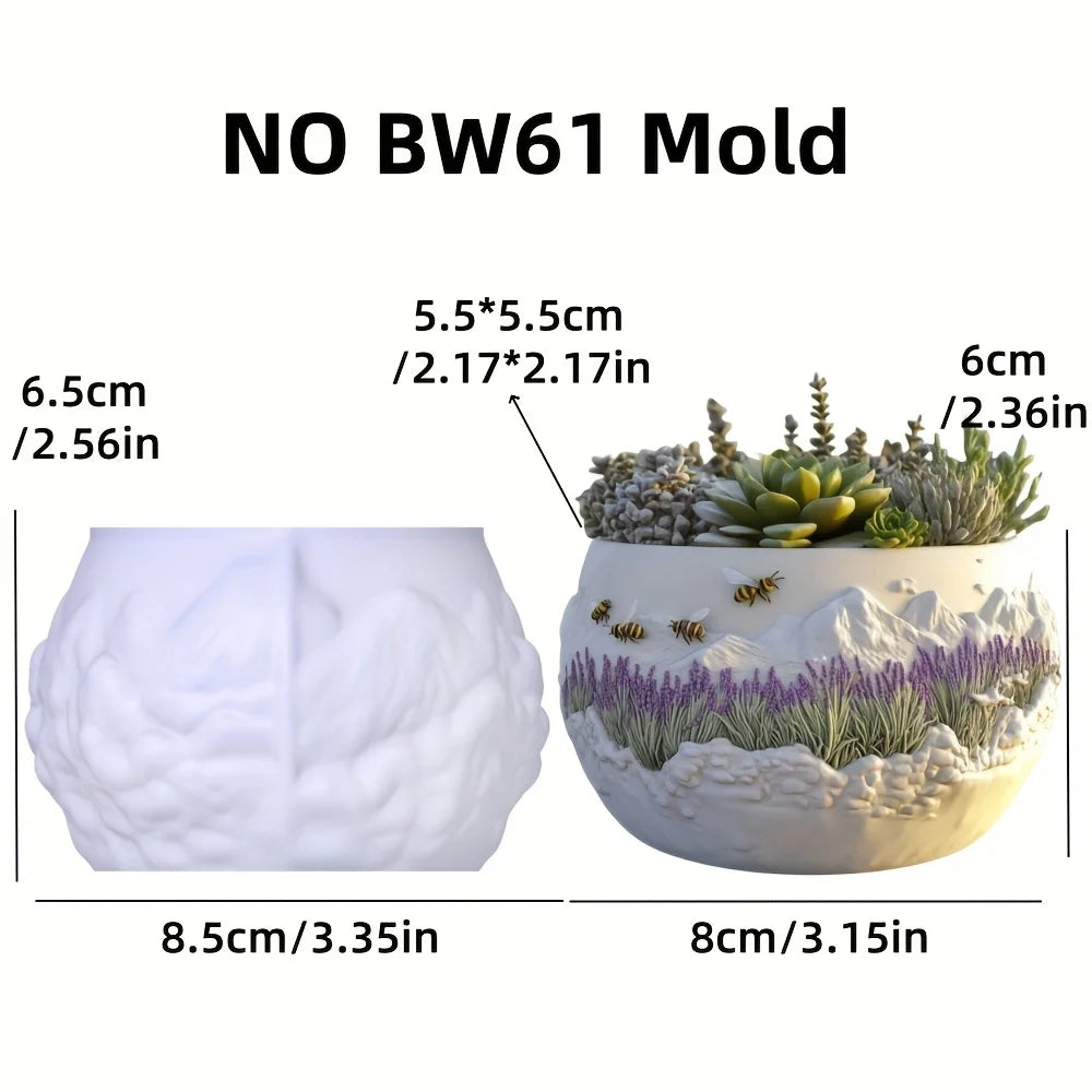 Sea Bay Canyon Relief Succulent Plant Flower Pot Resin Silicone Mold Mountain Range Sea Sunrise Relief Storage Box Gypsum Molds