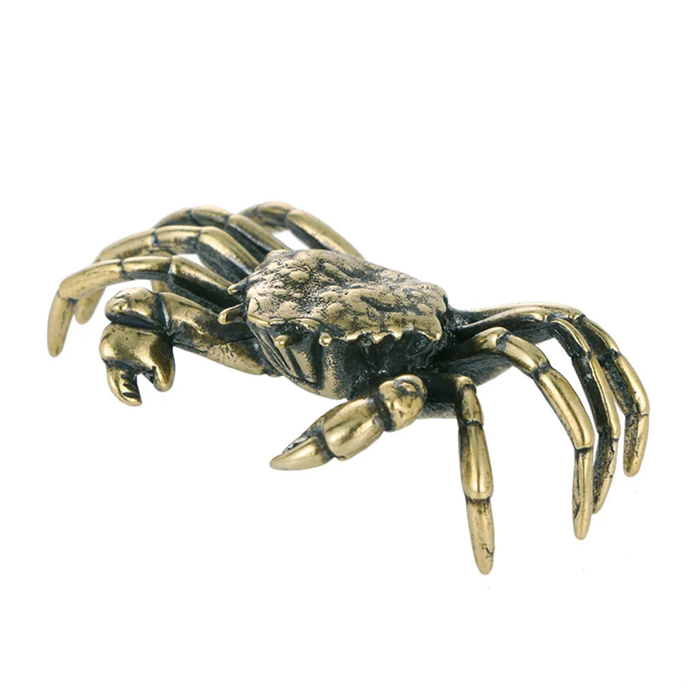 Pure Brass Crab Figurines Mini Animal Statue For Office Desk Living Room Antique Animal Miniature Figurines Home Decor