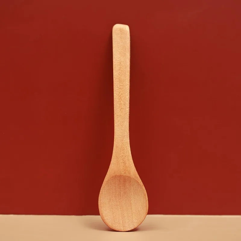 20/1Pcs Natural Wood Spoons Long Handle Soup Stirring Spoons Coffee Milk Teaspoon Scoops Home Kitchen Tableware Cooking Tools