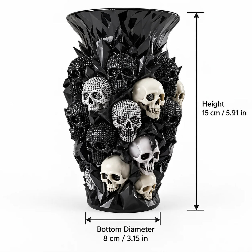 1/3/5 pcs 3D Gothic Skull Vase Black Resin Flower