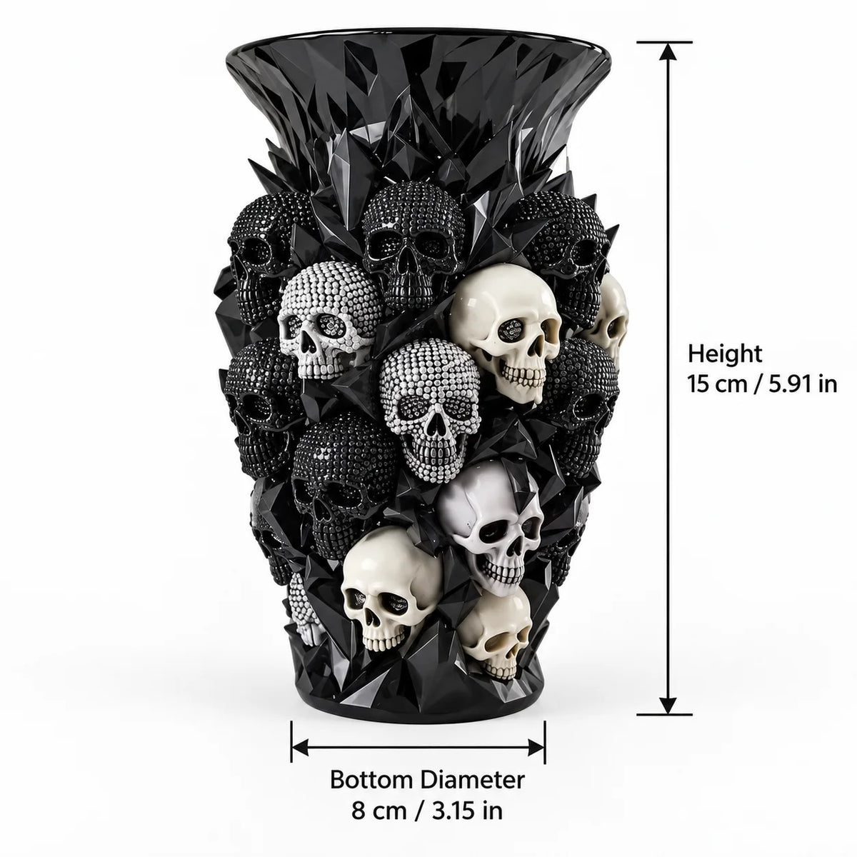 1/3/5 pcs 3D Gothic Skull Vase Black Resin Flower