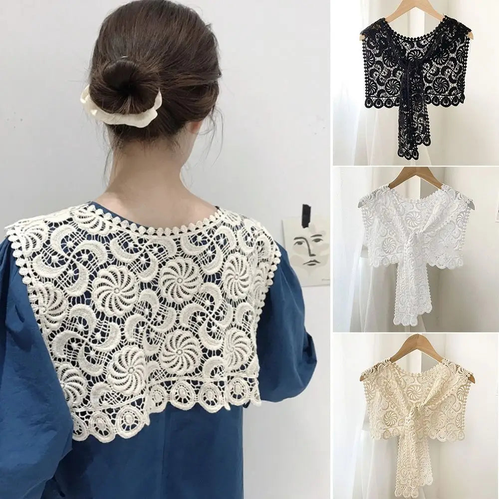 Solid Color Knitted Shawl High-quality Women Ladies Casual Fake Collar Summer Female Scarf