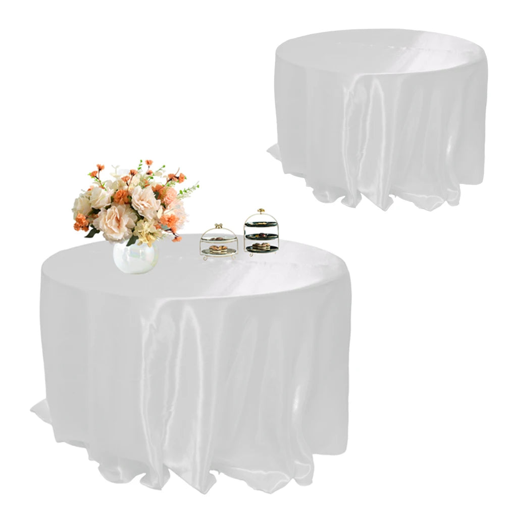 Round 108" Satin Tablecloth For Wedding Christmas Baby Shower Birthday Party Decoration Restaurant Coffee/Dining Table Cover