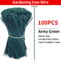 100PCS Gardening Cable Ties Reusable Oblate Iron Wire Twist Tie for Flower Plant Climbing Vines Multifunction Coated Fix Strings