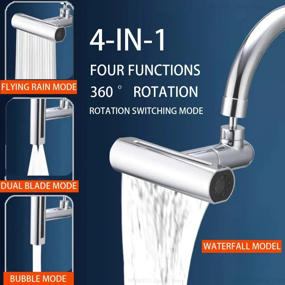 New 4 Modes Waterfall Faucet Aerator Extender Sprayer for Kitchen Sink Tap Waterfall Diffuser Water Saving Nozzle Bubbler Fit