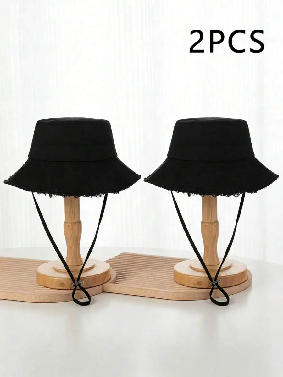 Unisex Y2K Style Fringed Bucket Hat