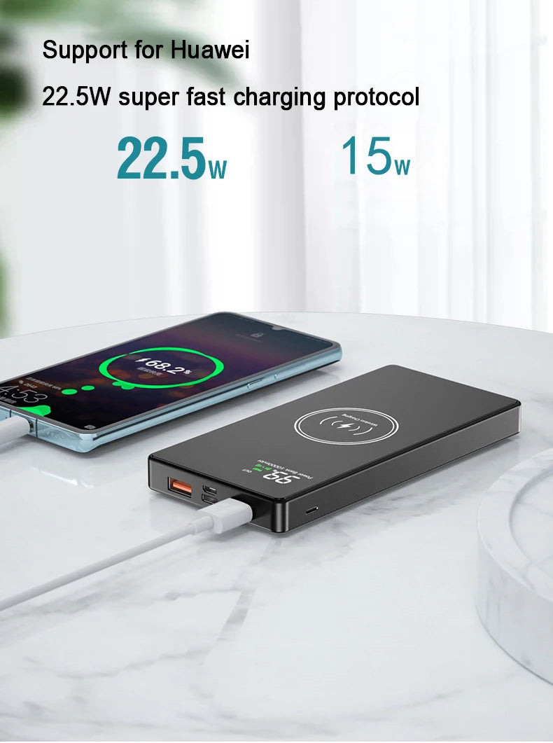 Wireless Charger Power Bank mirror Portable Battery Charger for iPhone 15 Xiaomi Huawei 20000mAh 22.5W  Fast Charging Powerbank