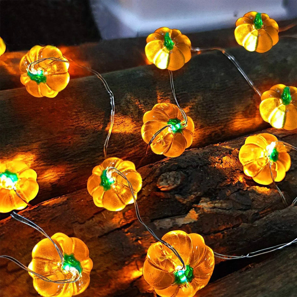 Pumpkin LED String Lights Portable 1M 10 Led Garland Happy Halloween Party Decoration for Home Bar Atmosphere Thanksgiving Decor