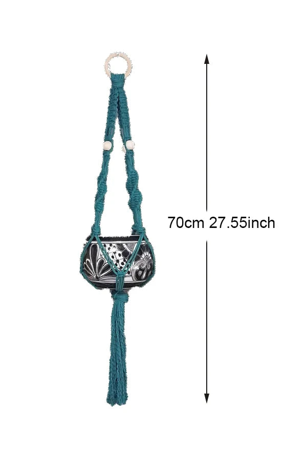 Colourful Boho Macrame Plant Holder Hand Woven 100% Cotton Flower Pot Hanger Hanging Basket For Indoor Plants Bonsai Home Decor