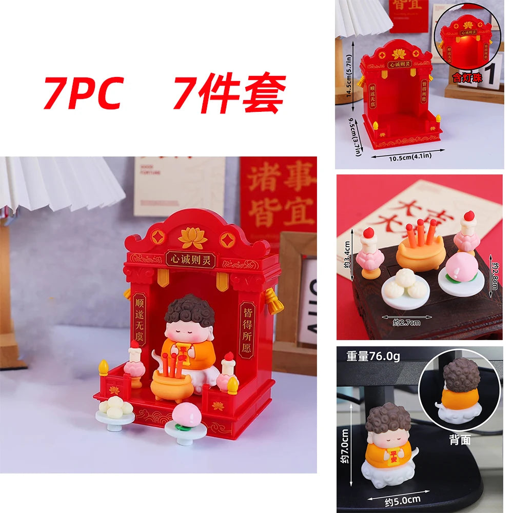 Chinese Deity Figurines Desk Organizer Creative Car Interior Zen Decor Office Stress Relief Ornament Car/Buddha Shrine Decor