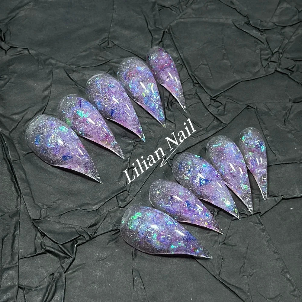 10Pcs Spice Girl Colorful Handmade Full Cover False Nail Y2K Long Dragon Shape Claw Cat Eyes Gradients Reusable Press On Nails