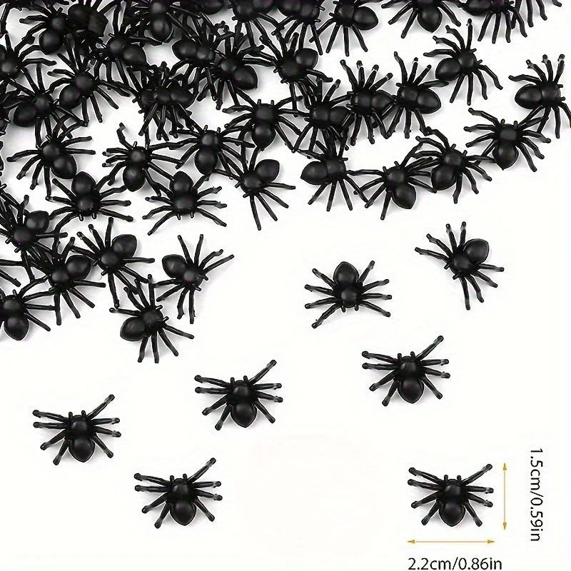 100/50pcs Realistic Spider Christmas Halloween Decoration Plastic Mini Spider
