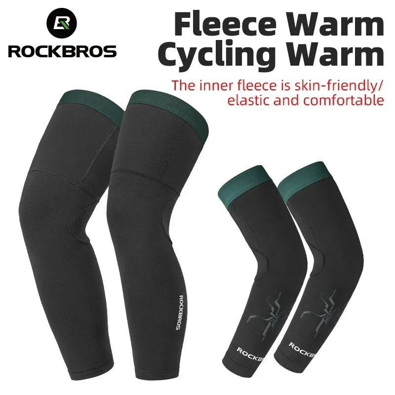 ROCKBROS Cycling Sleeve Leg Sleeve Windproof Sports Fleece Sleeves