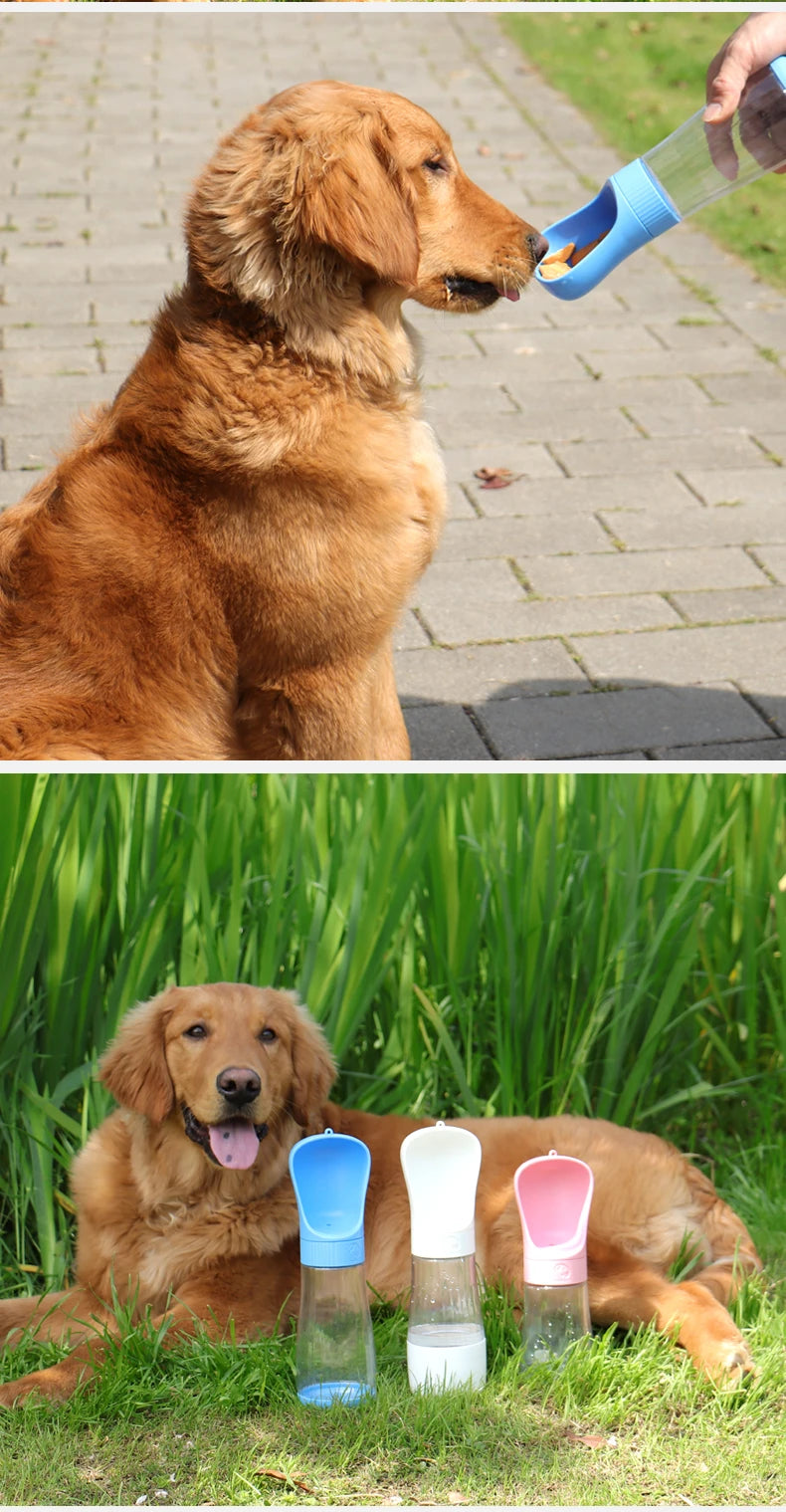 2In1 Portable Dog Water Bottle With Food Container For Small Large Dogs Cat Pet Outdoor Drinking Bowl Golden Retriever Supplies