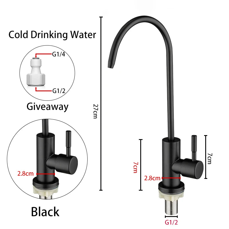 ULA 1/4"Kitchen Faucets Direct Drinking Tap Stainless Steel Water Purifier Faucet Single Cold Water Sink Faucet Filter Faucet