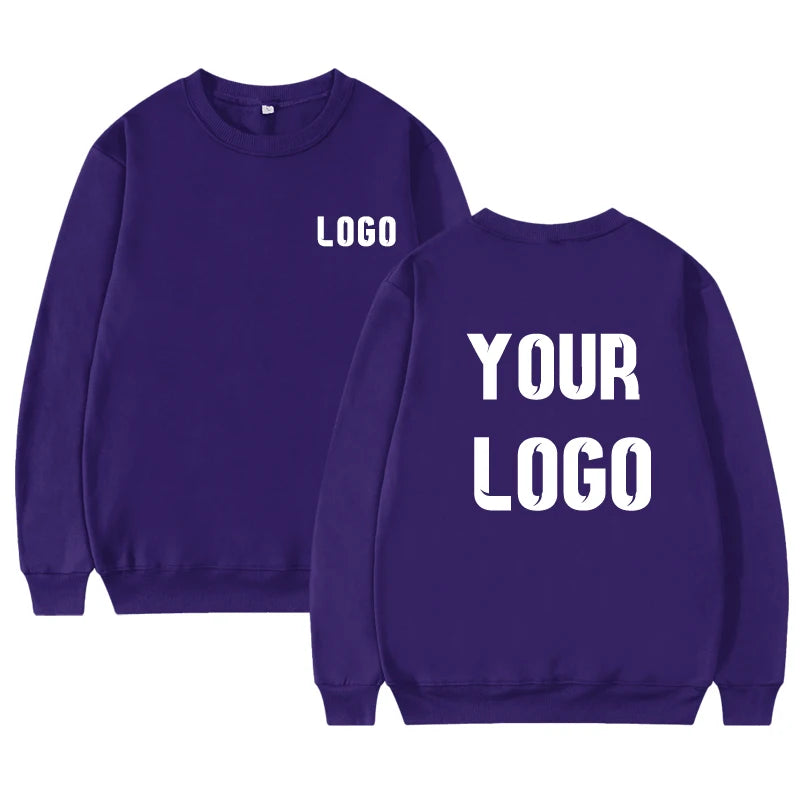 DIY Customise Your Brand Logo Unisex Trend Casual Top Custom Crew Neck Pullover Personalised Sweatshirt Custom Gift Shopping
