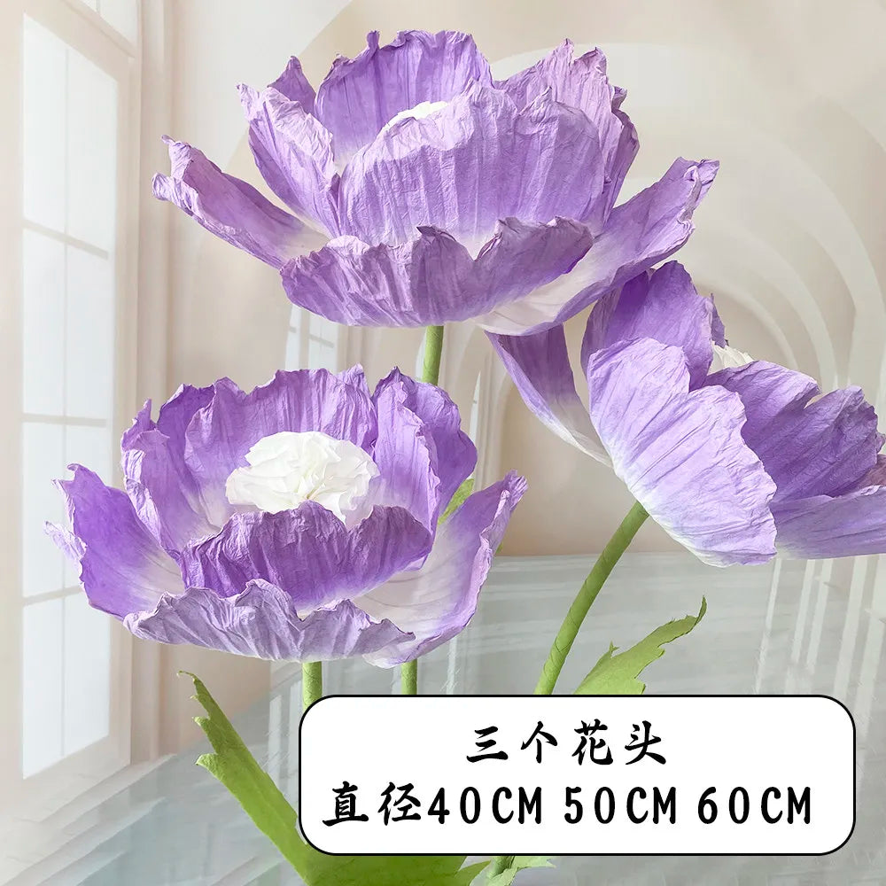 Wedding Props Artificial Giant Poppy Paper Flower Wedding Road Guide Floral Birthday Party Backdrop Decor Stage Window Display