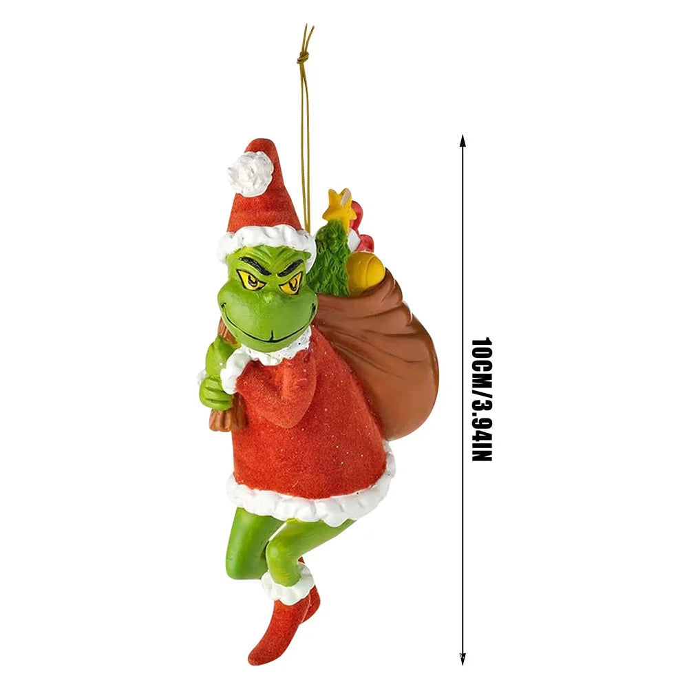 17pcs 2d Acrylic Christmas Tree Green Monsters Ornaments Cute